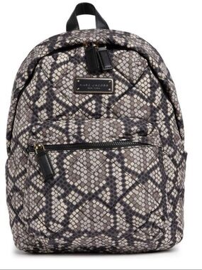 Marc Jacobs Snake-Print Quilted Backpack - Black/Gray/Cream